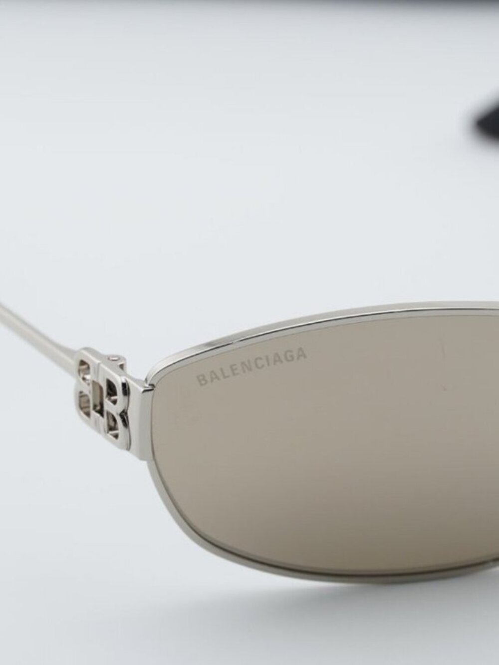Balenciaga BB0336S 006 Unisex Oval Sunglasses - Silver / Mirror - Picture 3 of 11